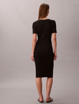 Cotton Rib Button-Down Dress | Calvin Klein