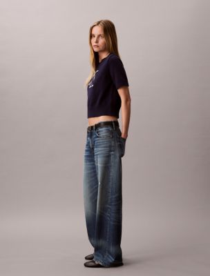 Женский свитер Calvin Klein Monogram Cropped, цвет: Синий — фото 4