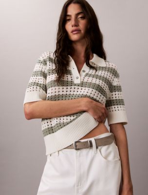Женские свитеры Calvin Klein Open Stitch Sweater Polo Shirt — фото 4