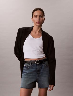 High Rise Midi Denim Shorts, Hawthorne