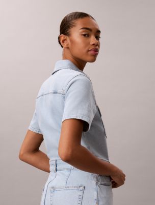 white christmas dresses Calvin Klein Iconic Denim Mini Dress