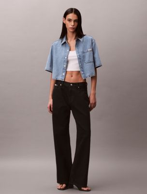 Женские рубашки Calvin Klein Boxy Cropped Denim Shirt — фото 2