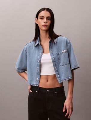 Boxy Cropped Denim Shirt