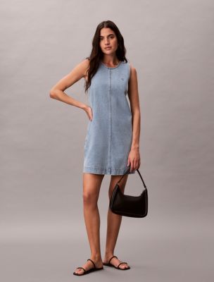 Denim Mini Shift Dress, Coastal Light