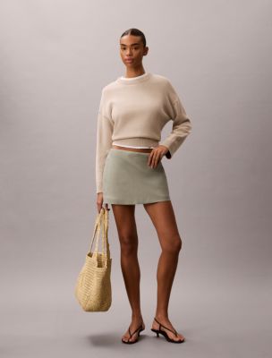 Linen Blend Mini Skort, Shadow