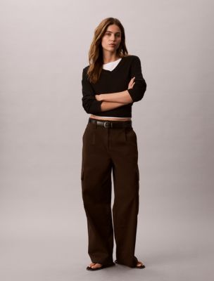Cotton Stretch Twill Cargo Pants, Dark Coffee