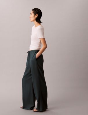 Женские брюки Calvin Klein Linen Blend Drawstring Wide Leg Pants — фото 2