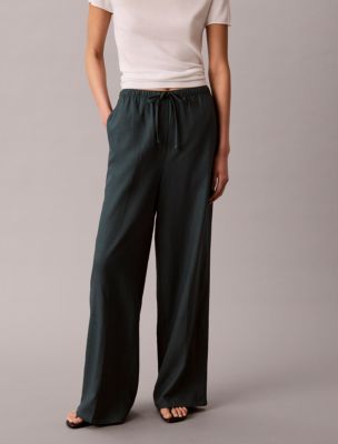 Женские брюки Calvin Klein Linen Blend Drawstring Wide Leg Pants — фото 3