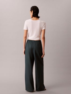 Женские брюки Calvin Klein Linen Blend Drawstring Wide Leg Pants — фото 4