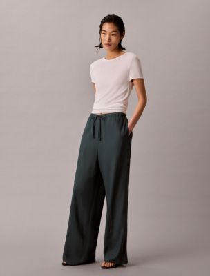 Женские брюки Calvin Klein Linen Blend Drawstring Wide Leg Pants — фото 5