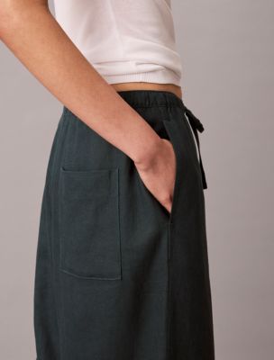 Женские брюки Calvin Klein Linen Blend Drawstring Wide Leg Pants — фото 6