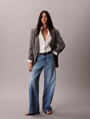 Lyocell Blend Wide Leg Jeans, Soft Indigo
