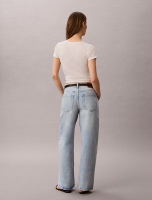 Женские джинсы Calvin Klein Low Rise Baggy, цвет: Индиго каменный — фото 4