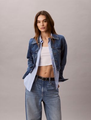 Женские куртки Calvin Klein Cropped Denim Trucker Jacket — фото 5