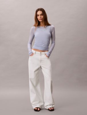 Wide Leg Jeans, Bleached Light