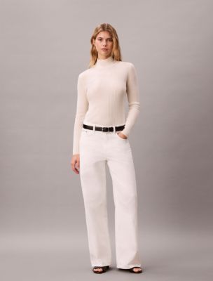 Low Rise Baggy Jeans, Chalk White