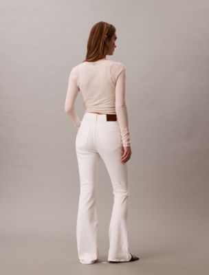 Женские джинсы Calvin Klein High Rise Flared, цвет: Меловой белый — фото 5