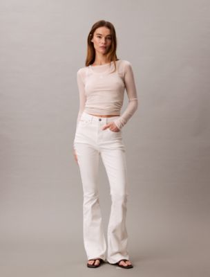 High Rise Flared Jeans, Chalk White
