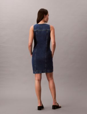 calvin klein blue jean dress Denim Mini Trucker Dress