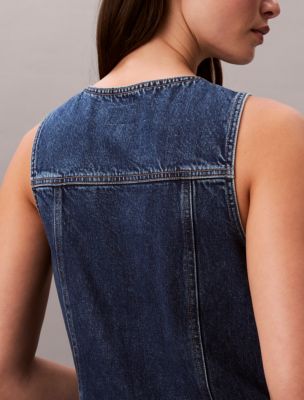 calvin klein sleeveless denim dress Buy Calvin Klein Blue Denim Scoop Neck Dress from Next USA