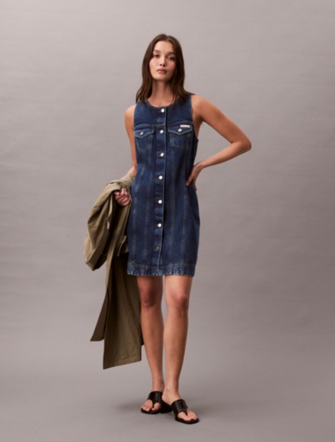Женские платья Calvin Klein Denim Sleeveless Trucker Mini Dress
