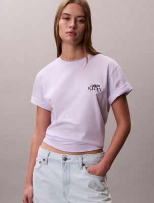 Embroidered Logo Graphic Boxy T-Shirt, Island Lilac