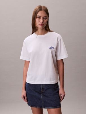 Embroidered Logo Graphic Boxy T-Shirt, Bright White