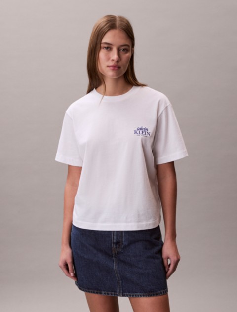 Женские футболки Calvin Klein Embroidered Logo Graphic Boxy T-Shirt