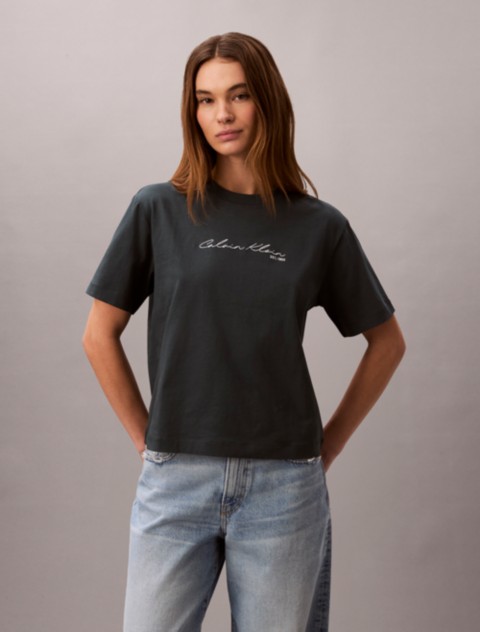 Женские футболки Calvin Klein Script Logo Graphic Boxy T-Shirt