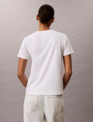 Женские футболки Calvin Klein Embroidered CK Crest V-Neck Tee — фото 4