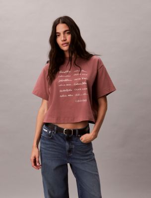 Logo Font Graphic Boxy T-Shirt, Sierra Brown