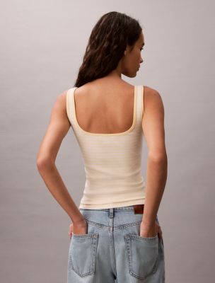 Женские топы Calvin Klein Monologo Stripe Rib Tank Top — фото 3