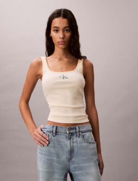 Женские топы Calvin Klein Monologo Stripe Rib Tank Top