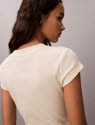 Monogram Stripe Rib Baby Tee - thumbnail 4