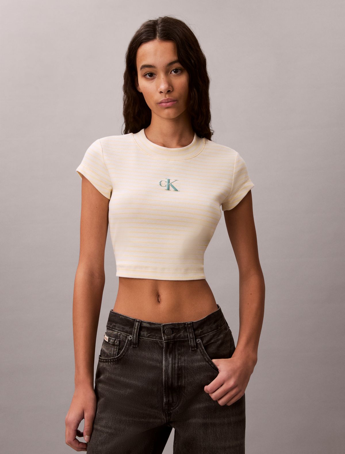 Monogram Stripe Rib Baby Tee