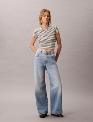 Женские футболки Calvin Klein Monogram Stripe Rib Baby Tee — фото 2