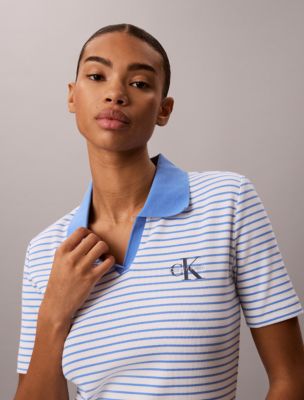 Monologo Stripe Rib Polo T-Shirt | Calvin Klein