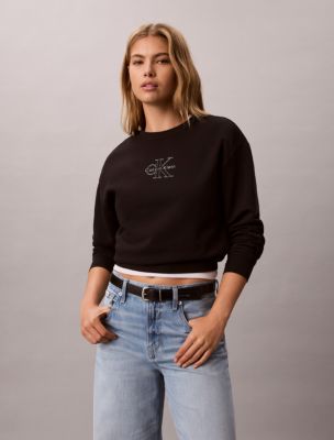 Terry Foil Monologo Graphic Relaxed Sweatshirt, Black