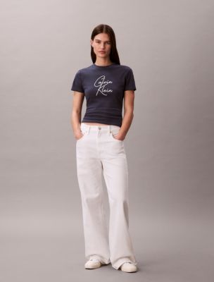 Raised Script Logo Graphic Slim T-Shirt, Blue Nights