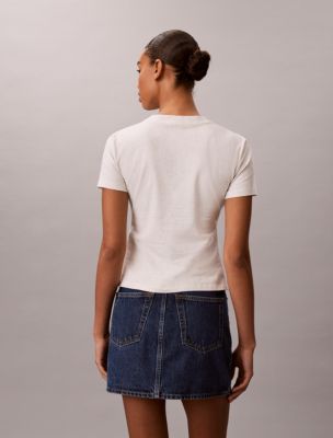 Женские футболки Calvin Klein Raised Script Logo Graphic Slim T-Shirt — фото 3
