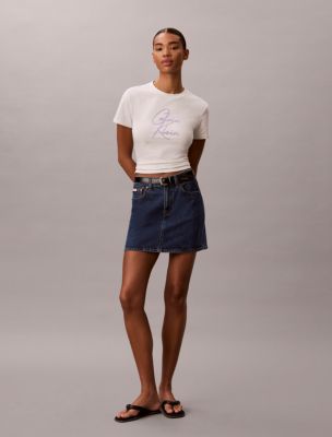 Женские футболки Calvin Klein Raised Script Logo Graphic Slim T-Shirt — фото 4