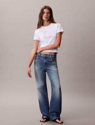 Женские футболки Calvin Klein Logo Font Graphic Slim T-Shirt — фото 4