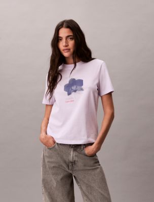 Blur Floral Graphic Classic T-Shirt, Island Lilac