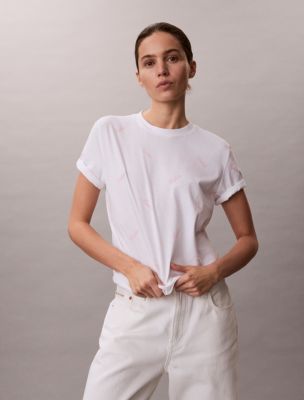 Allover Script Logo Classic T-Shirt, Bright White Aop