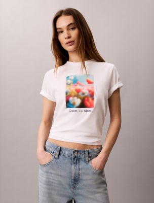Flower Graphic Classic T-Shirt, Bright White