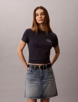 Женские футболки Calvin Klein Curved Logo Graphic Slim Tee — фото 4