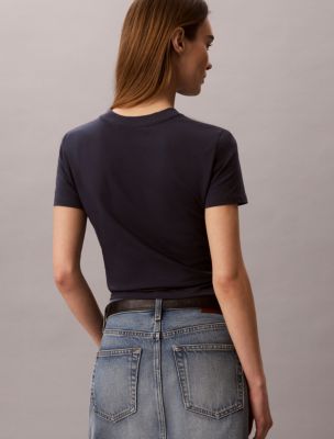 Женские футболки Calvin Klein Curved Logo Graphic Slim Tee — фото 5