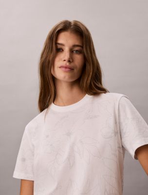 Женские футболки Calvin Klein Floral Print Classic T-Shirt — фото 3