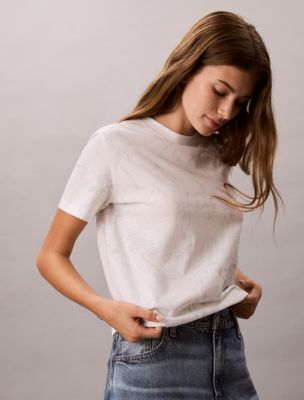 Женские футболки Calvin Klein Floral Print Classic T-Shirt — фото 4