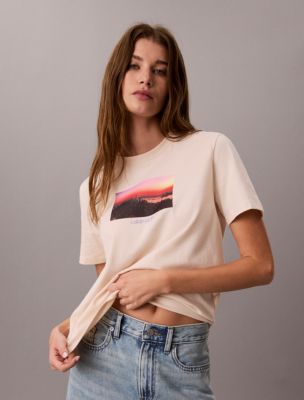 City Sunset Logo Graphic Classic T-Shirt, Mother Of Pearl